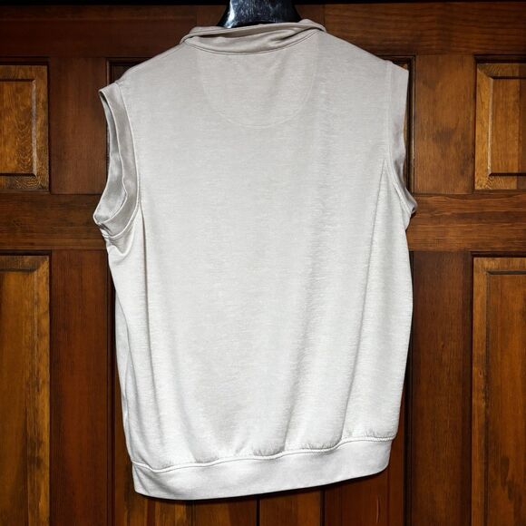 Pebble Beach Performance Golf Vest Sweater Men’s Size Large Tan Neutral 1/4 Zip - Picture 3 of 8